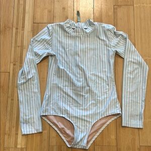 Mott50 Aqua and White Striped Swimsuit